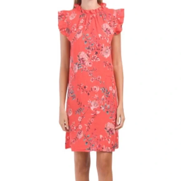 Dresses Bellambra Floral Linen Ruffle Sleeve Dress Poshmark